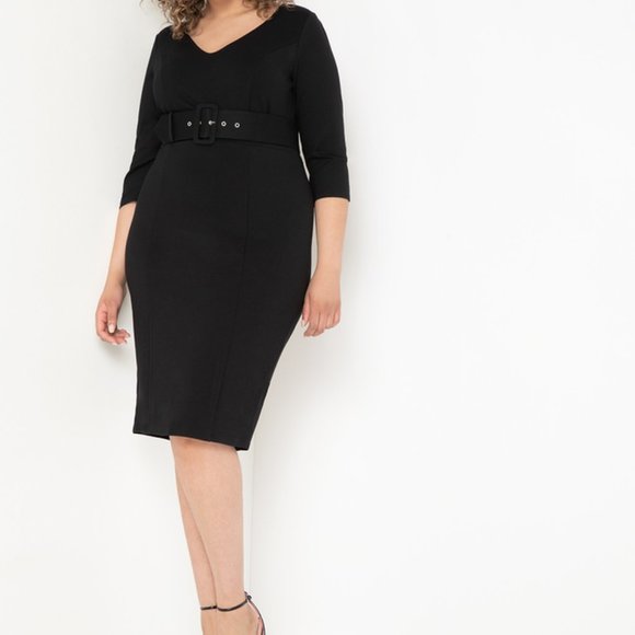 Eloquii Work Dress with Belt - Picture 1 of 4